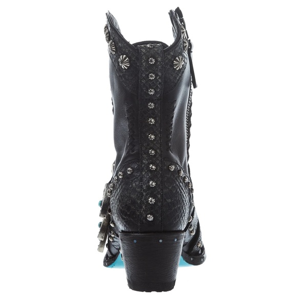 Lane Black Leather Showdown Studded Boots Size 8 - Picture 4 of 10